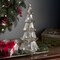 Haute Decor 14 Inch Battery Operated Lighted Mercury Glass Silver Christmas Tree with Built-in Timer and 20 Warm White LED Lights